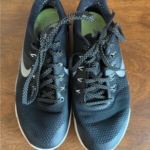 Nike Women's Black Athletic Metcon Shoes with White Swoosh